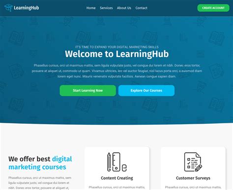 Learning Hub Homepage.